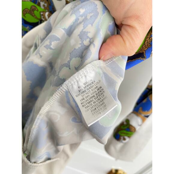 Jude Connolly Megan Jude Cloth Paisley Blue Green Print Mini Dress Notch Neck S - Picture 5 of 6